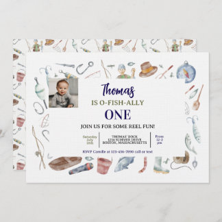 Fishing 1st Birthday Invitation | O-Fish-Ally One
