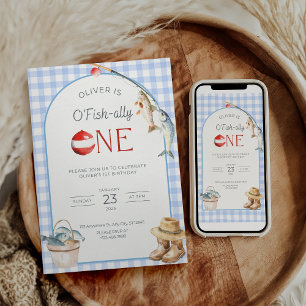 Fishing 1st Birthday Invitation O Fishally One