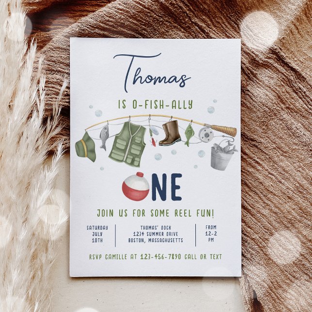  Fishing 1st Birthday O-Fish-Ally One Birthday Invitation (Creator Uploaded)