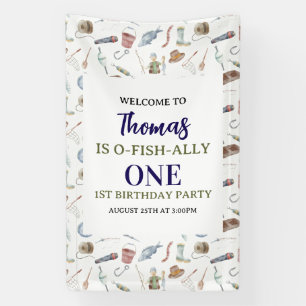 Fishing 1st Birthday O-Fish-Ally One party Banner