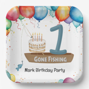 Fishing 1st Birthday Paper Plate