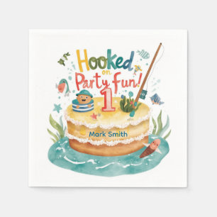 Fishing 1st Birthday Party with Cake decoration  Napkin