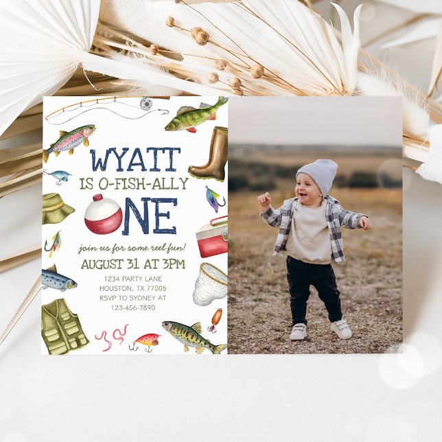 Fishing 1st Birthday Photo Invitation (Creator Uploaded)
