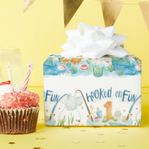 Fishing 1st Birthday with Cake Wrapping Paper