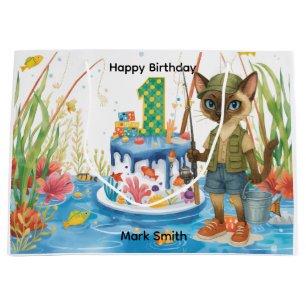 Fishing 1st Birthday with little angle Large Gift Bag