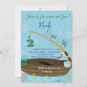 Fishing 2nd Birthday Boy O-fish-ally Invitation