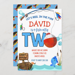 Fishing 2nd Birthday Boy Party O-fish-ally Invitation