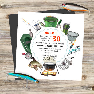 Fishing 30th Birthday Fisherman Outdoors Camping Invitation
