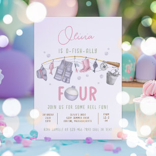  Fishing 4th Birthday O-Fish-Ally Four Birthday Invitation