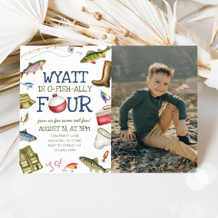 Fishing 4th Birthday Photo Invitation