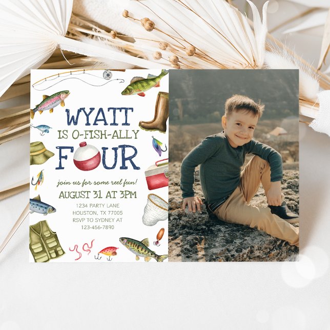 Fishing 4th Birthday Photo Invitation (Creator Uploaded)