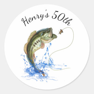 Fishing 50th Birthday Classic Round Sticker