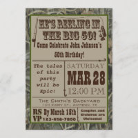 Fishing 50th Birthday Invitation with Camo