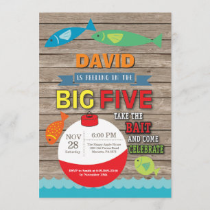 Fishing 5th Birthday Invitation Big Five Rustic