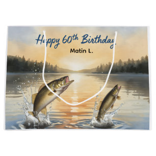 Fishing 60th Birthday  Large Gift Bag
