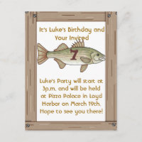 Fishing 7th Birthday Party Boys Invitation