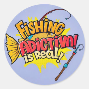 Fishing Addiction Unleashed Classic Round Sticker