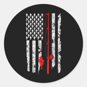 Fishing American Flag Bass Fishing Classic Round Sticker