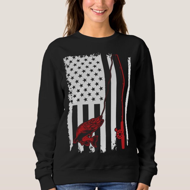 Fishing  American Flag Bass Fishing Sweatshirt (Front)