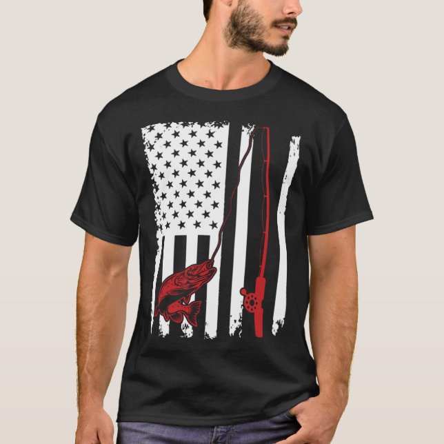 Fishing  American Flag Bass Fishing T-Shirt (Front)