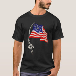 Fishing American Flag Fisherman Patriotic day 4th T-Shirt