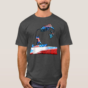 Fishing American Flag Fisherman Patriotic Day 4th T-Shirt