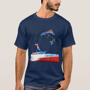 Fishing American Flag Fisherman Patriotic Day 4th T-Shirt