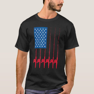 Fishing American Flag Fishing Rod Fathers Day T-Shirt