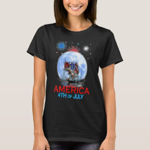 Fishing American Flag Moon Independence Day 4th Of T-Shirt