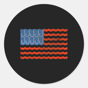 Fishing American Flag Patriotic Fishing 4th Of Jul Classic Round Sticker