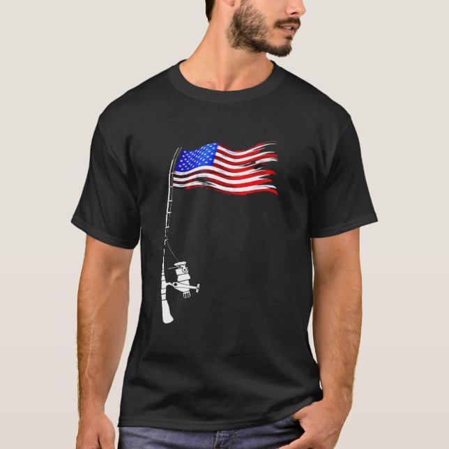 Fishing American Flag T-Shirt (Front)