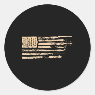 Fishing American Flag Usa Vintage Fishing Fisherma Classic Round Sticker