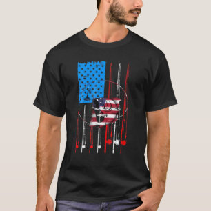 Fishing American Flag Vintage T USA Bass Fisherman T-Shirt