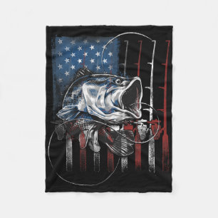 Fishing American Flag Vintage Usa B Fisherman Gift Fleece Blanket