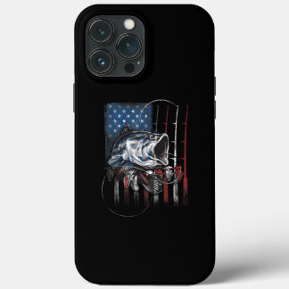 Fishing American Flag Vintage Usa Bass Fisherman iPhone 13 Pro Max Case