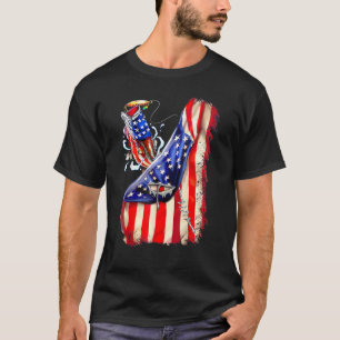 Fishing American Flag Vintage Usa Bass Fisherman T-Shirt