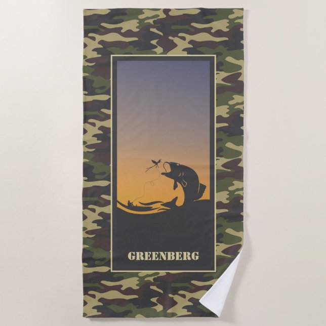 Fishing and Camo Beach Towel (Front)