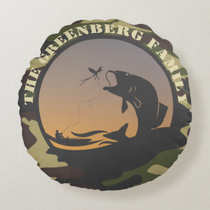 Fishing and Camo Round Cushion