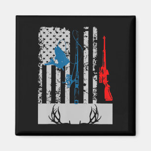 Fishing And Deer Hunting American Flag  For Hunter Magnet