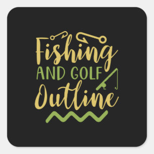 Fishing And Golf Outline Square Sticker