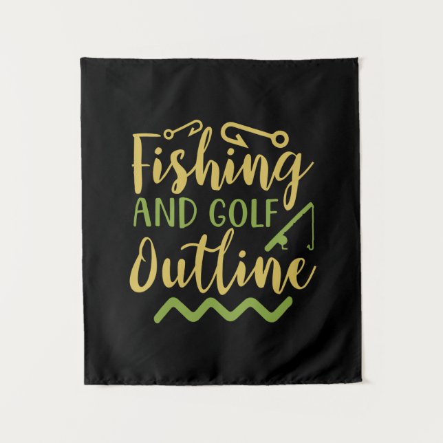 Fishing And Golf Outline Tapestry (Front)