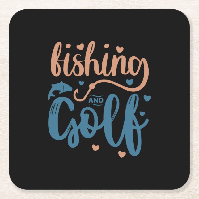 Fishing And Golf Square Paper Coaster (Front)