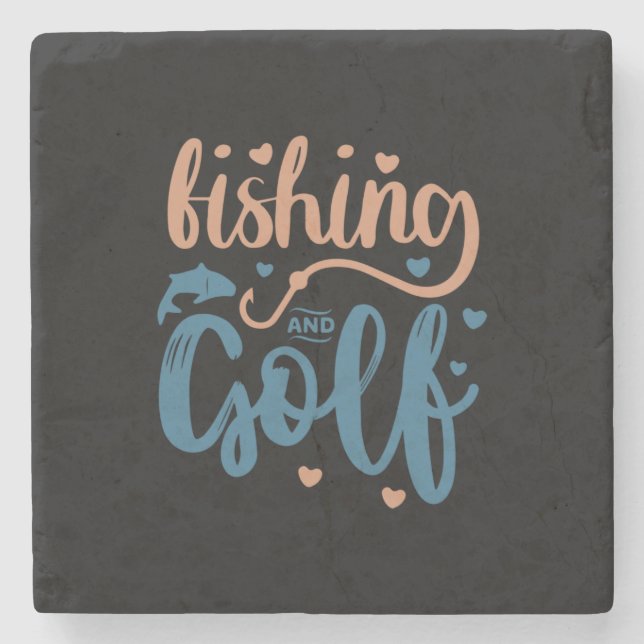 Fishing And Golf Stone Coaster (Front)