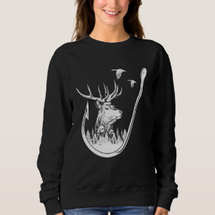 Fishing And Hunting Deer And Duck Hunters Art Sweatshirt
