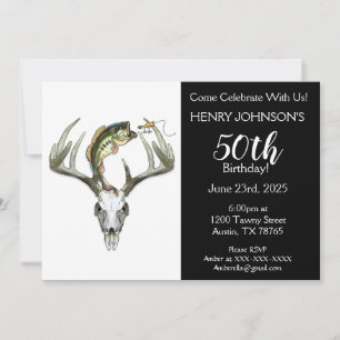Fishing and Hunting Themed 50th Birthday Invitation