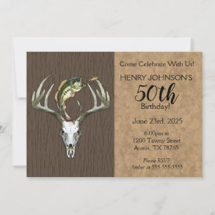 Fishing and Hunting Themed 50th Birthday Invitation