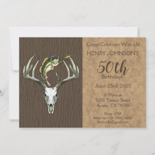 Fishing and Hunting Themed 50th Birthday Invitation
