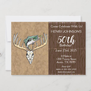 Fishing and Hunting Themed 50th Birthday Invitation