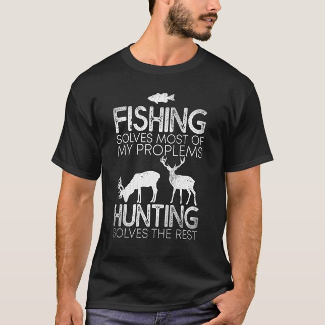   Fishing And Hunting Xmas Christmas Humour Hunter T-Shirt (Front)