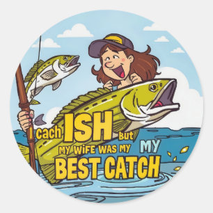 Fishing and Marriage Classic Round Sticker